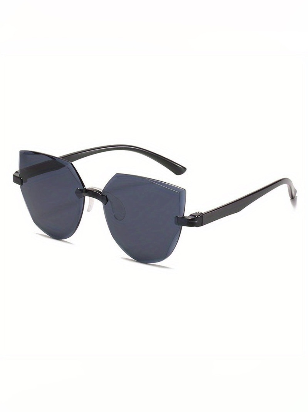 Black Rimless Geometric Cat-Eye Sunglasses Pair